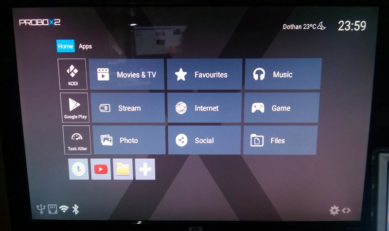 Probox2 Air home screen.