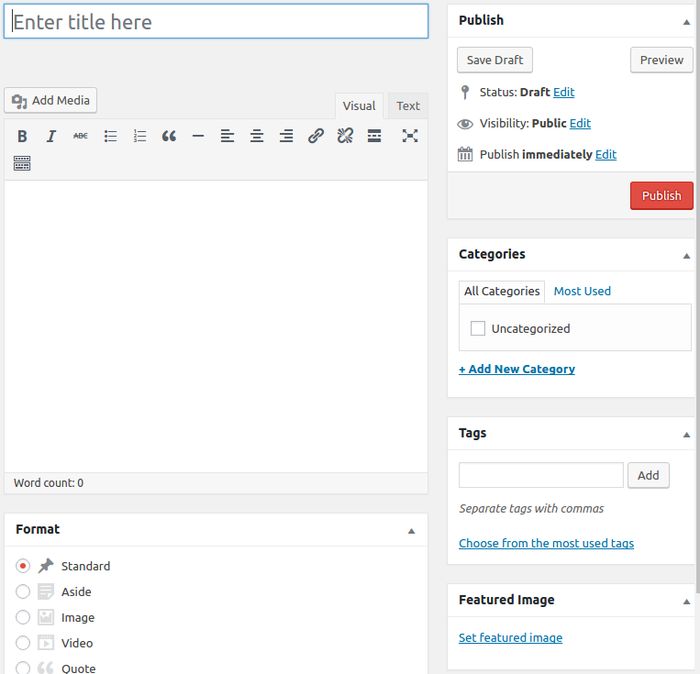 WordPress post editor. WordPress post editor.