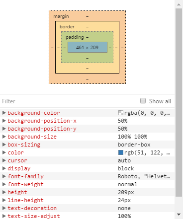 google chrome inspect element box model 1