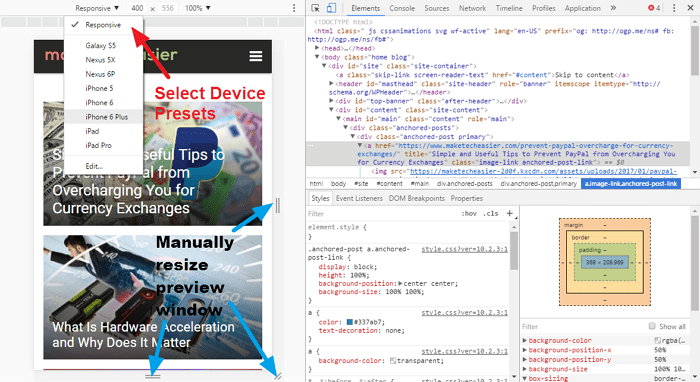 google chrome inspect element device preview pane min