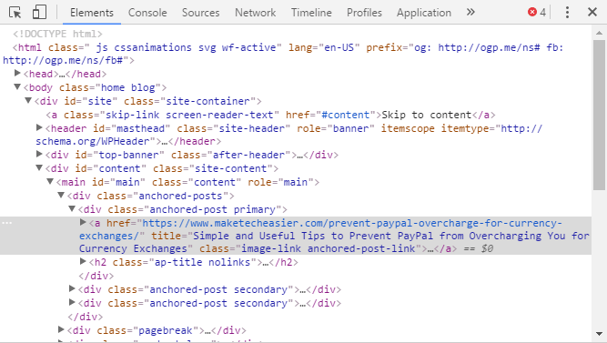 google chrome inspect element html overview