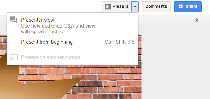 google-slides - connect to chromecast