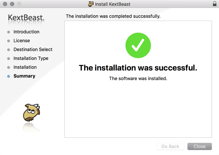 kextbeast-installation-successful