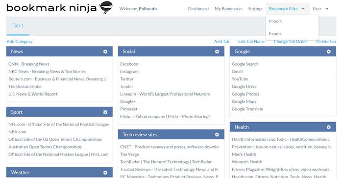 bookmark-ninja-dashboard