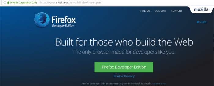 firefox-developer-download-page