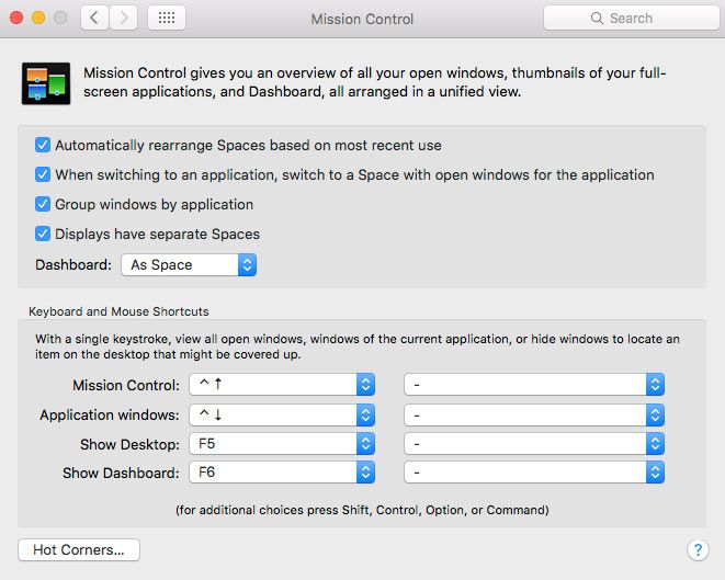 Use Mac OS X's System Preferences to set the working environment for Mission Control. Use Mac OS X's System Preferences to set the working environment for Mission Control.