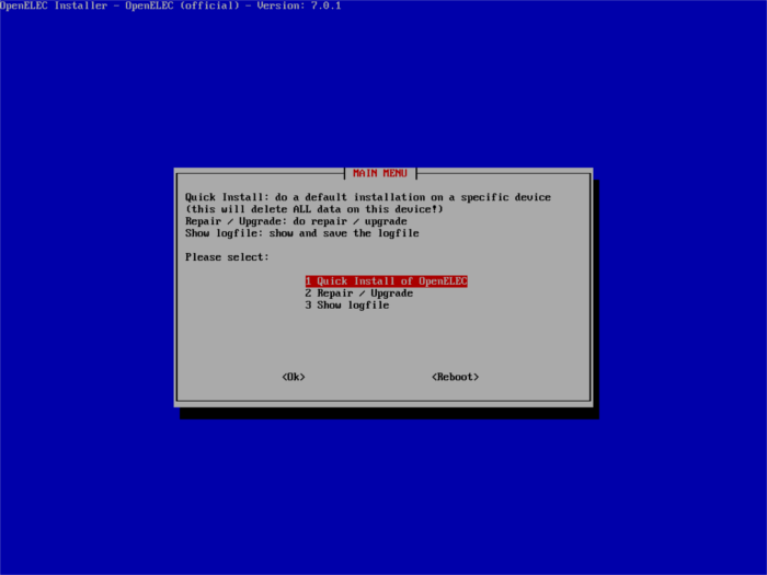 openelec-installation-selection-menu