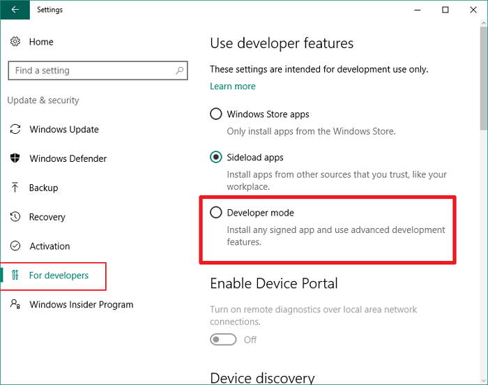 settings-developer-mode