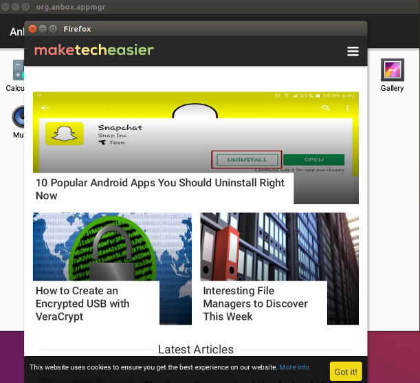 Anbox Running Firefox