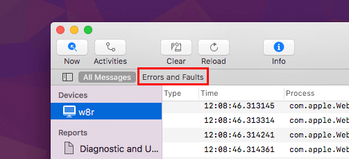console-errors-and-faults-menu
