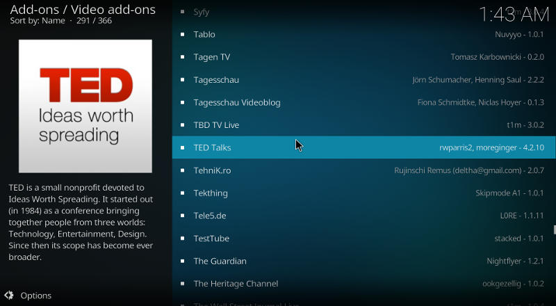 Kodi TED Add-on