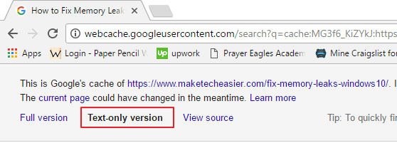 cache-text-only-version