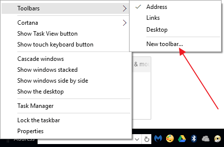 Quick Launch bar in Windows 10 Quick Launch bar in Windows 10