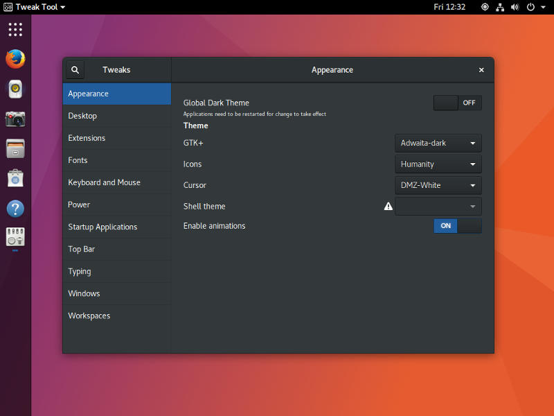 Ubuntu GNOME Tweak Tool