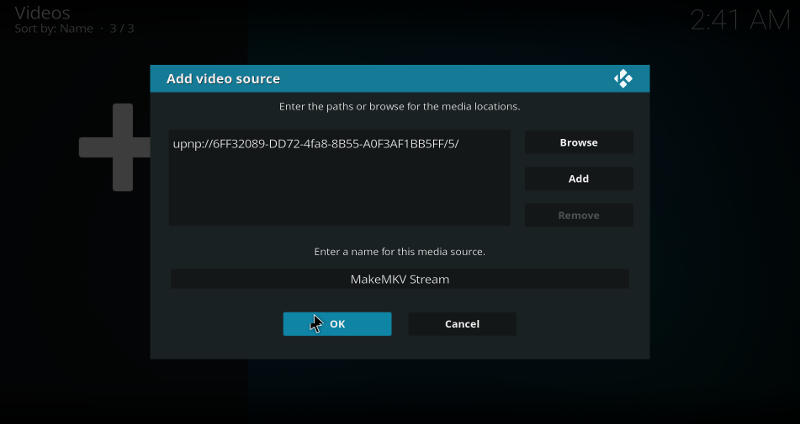 Kodi Select MakeMKV Source