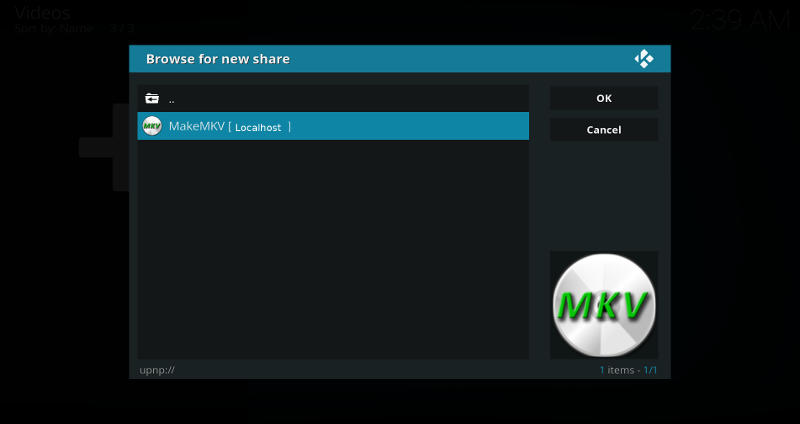 Kodi Add MakeMKV Stream