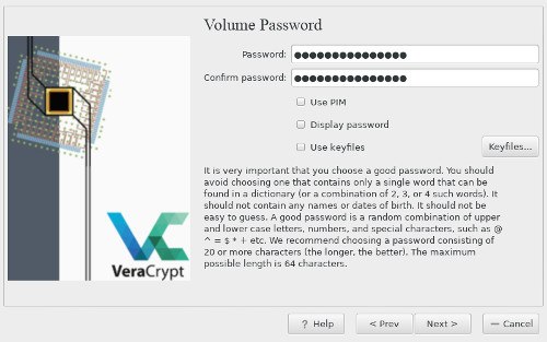 VeraCrypt Set Password