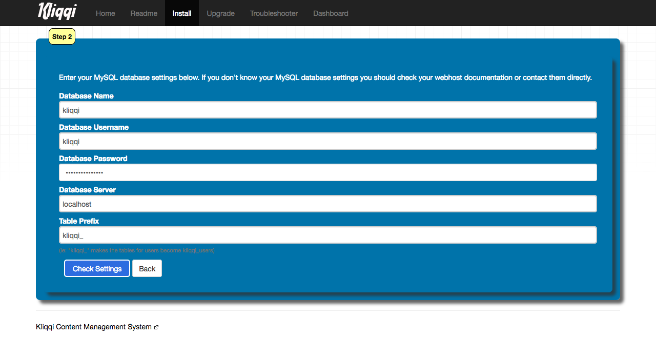 kliqqi-install-database