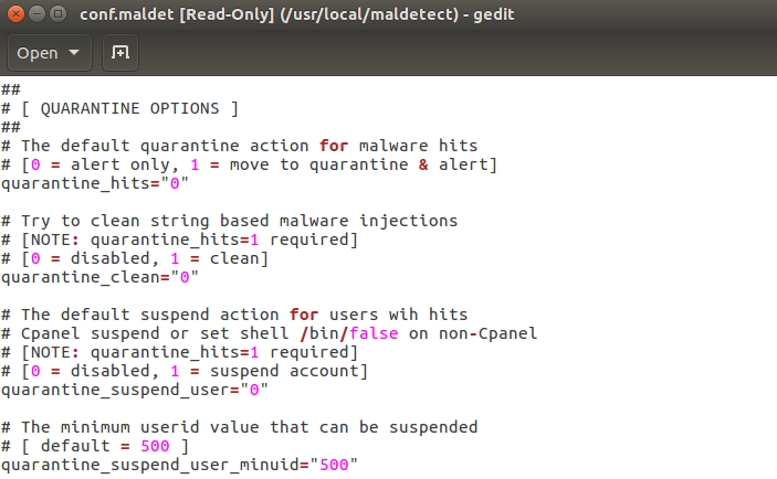 maldet-qurantine-options