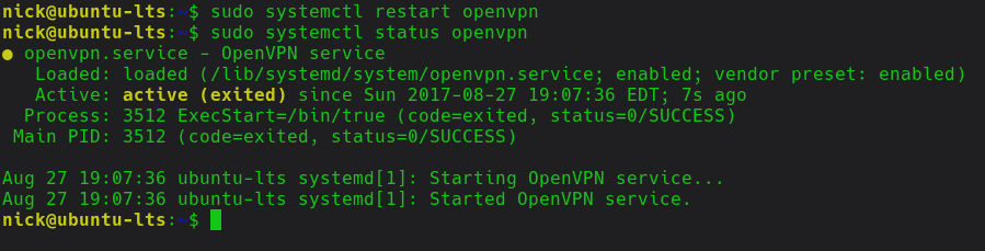 OpenVPN Service Running