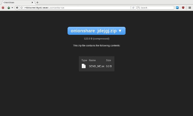 Receive a file with Onionshare Receive a file with Onionshare