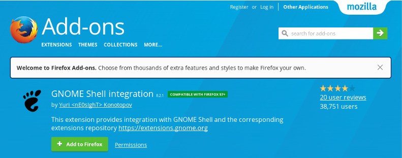 GNOME Shell Firefox Add-on