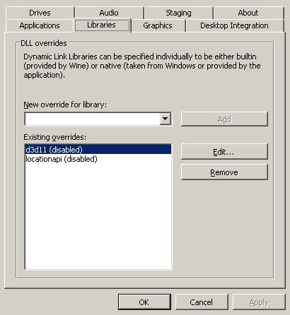Wine Library Overrides Wine Library Overrides