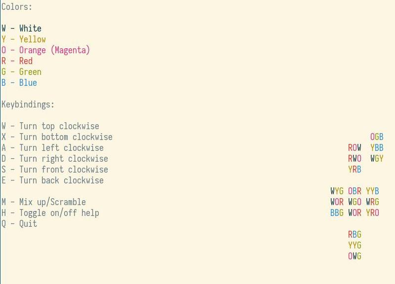 nrubiks start screen Solarized