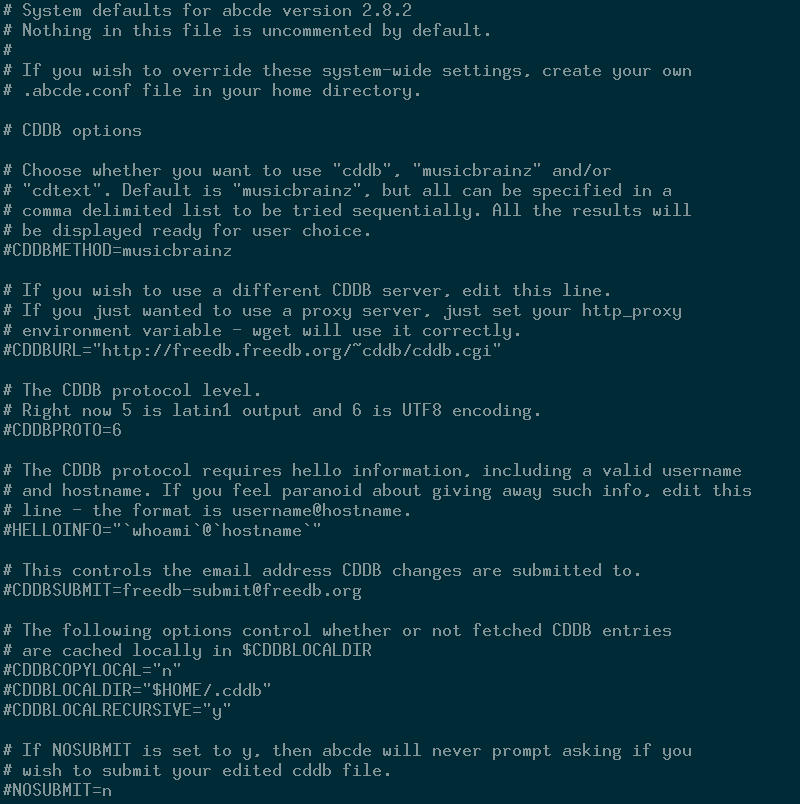 abcde default config abcde default config