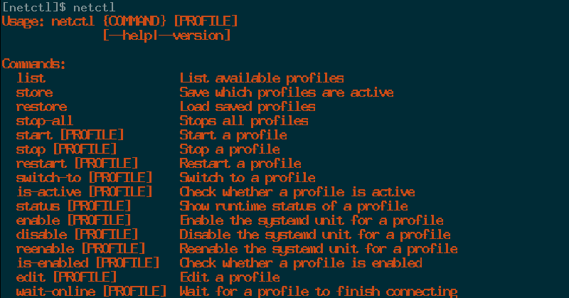 Netctl commands Netctl commands