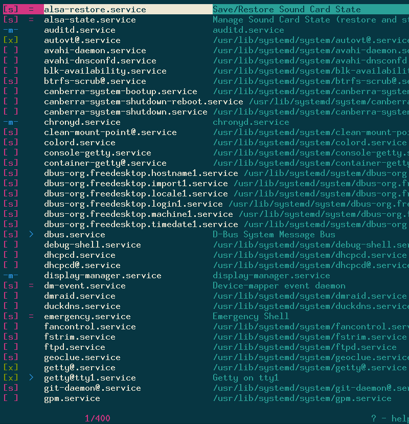 Chkservice main screen Chkservice main screen