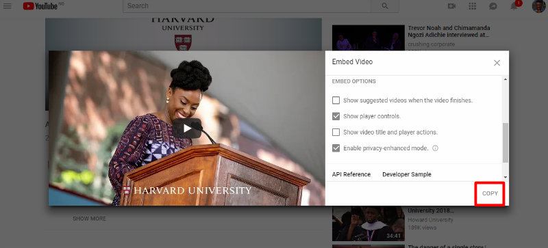 embed-youtube-videos-privately-visual-harvard-uncheck-finish