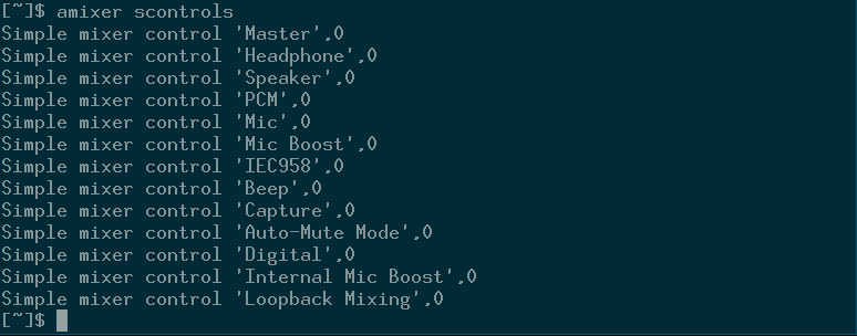 Amixer scontrols command Amixer scontrols command
