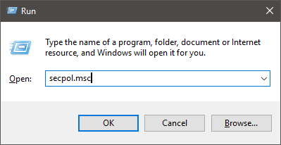 Opening the Local Security Policy Editor.