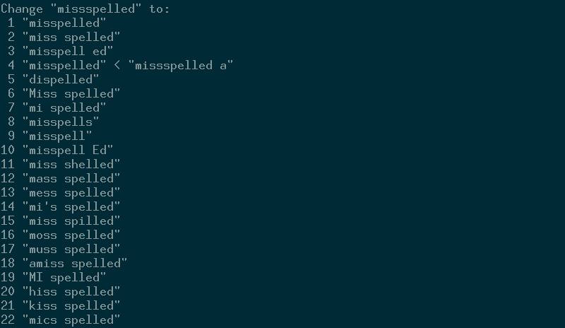 Vim misspelled word suggestions
