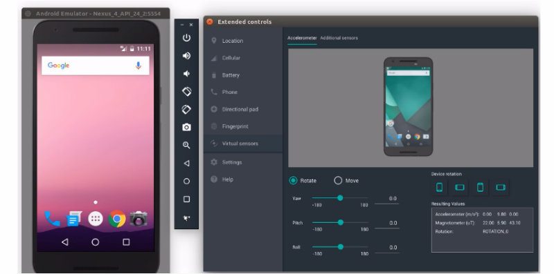 Android Emulator Layout