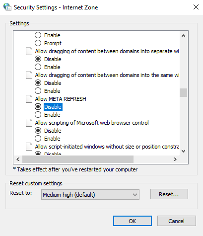 Disable Web Page Auto-Refresh IE11 Meta Refresh