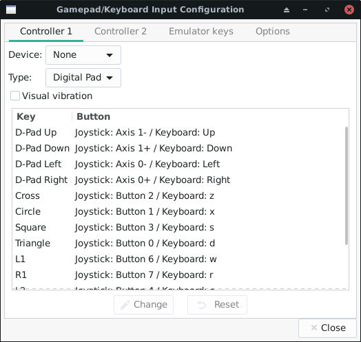 PCSXR Controller Options