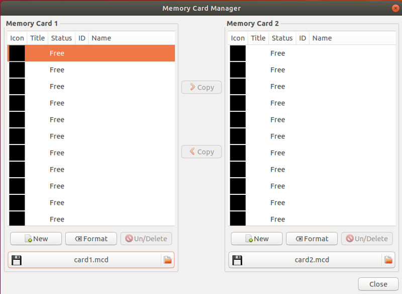 PCSXR Memory Cards