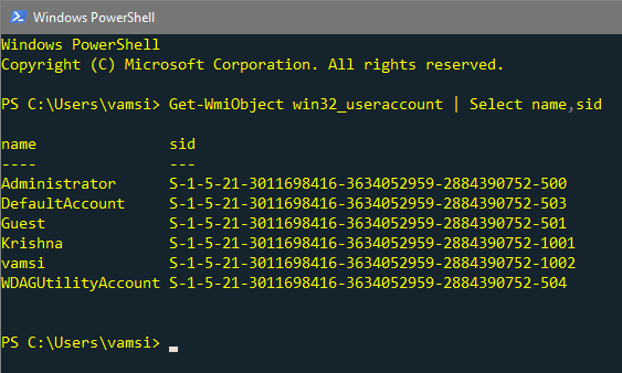 find-sid-powershell-wmic