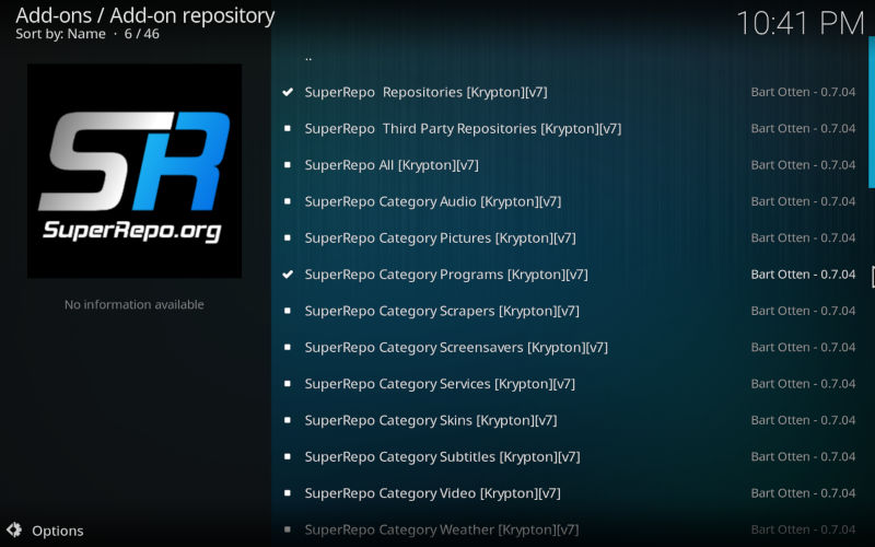 Add SuperRepo Program add-ons