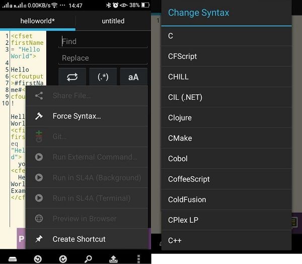 DroidEdit Screenshots