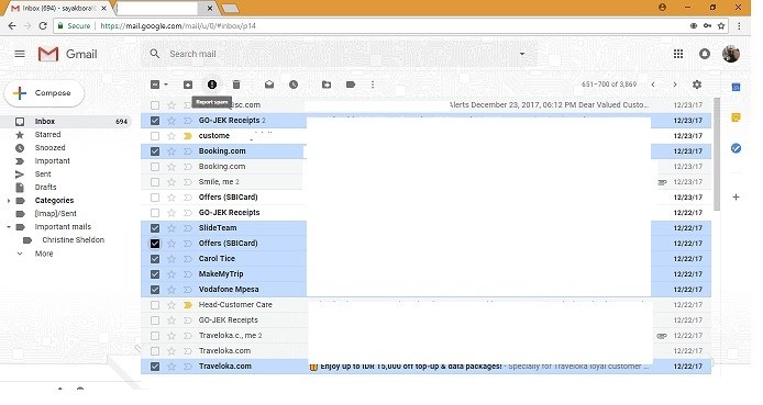 Gmail Report Spam Feature