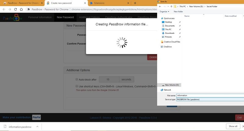 passbrow-information-file-creation