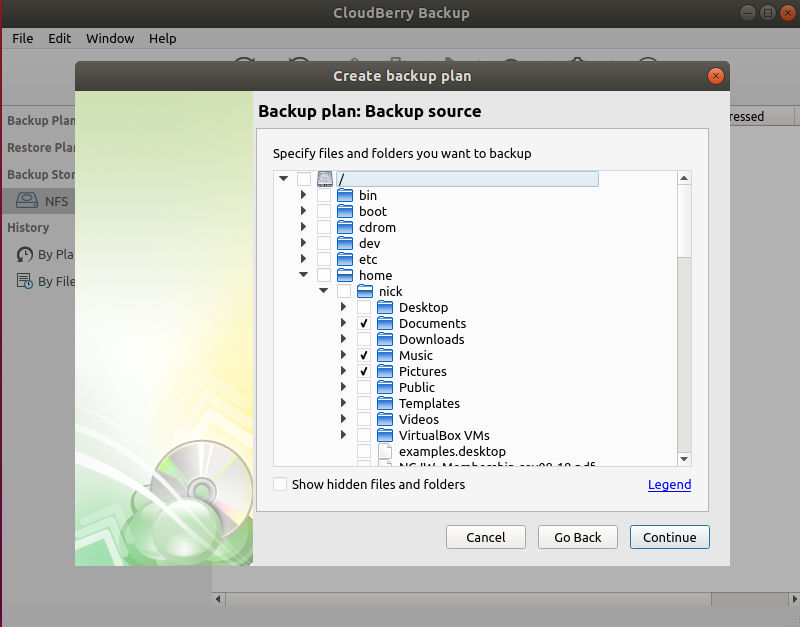 Select Directories To Back Up
