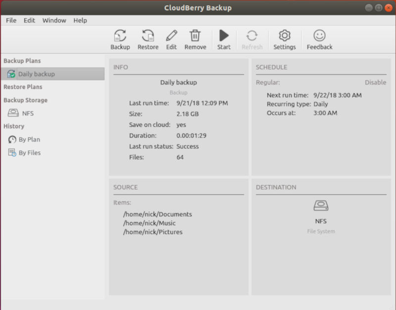 CloudBerry Backup Successful