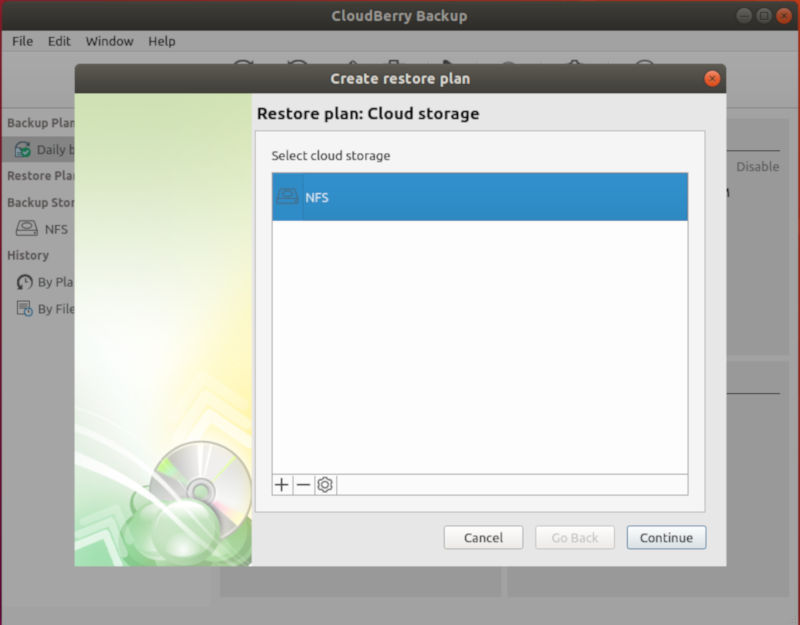 Select Storage To Restore From