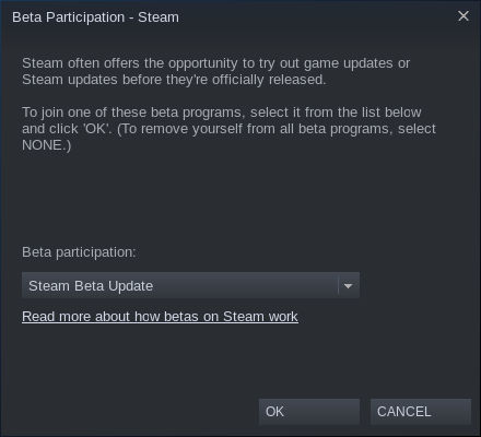 Enable Steam Beta Enable Steam Beta