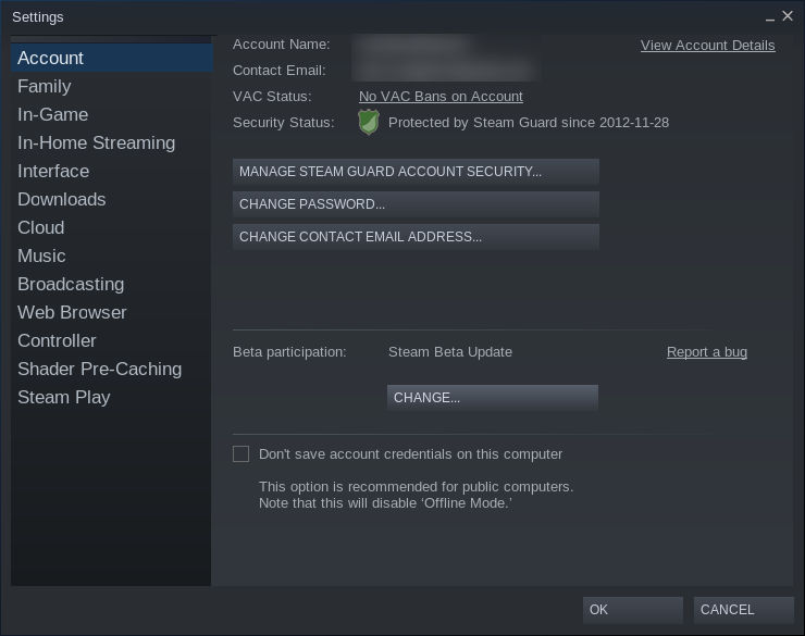 Steam Settings Steam Settings