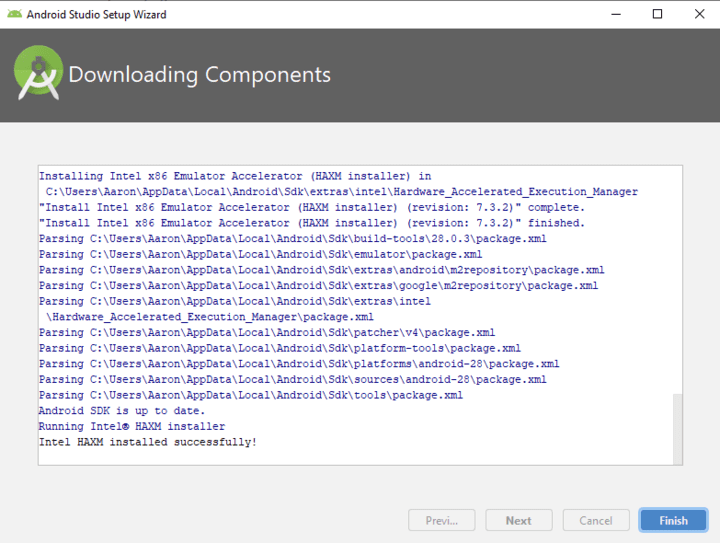android-studio-component-download-complete